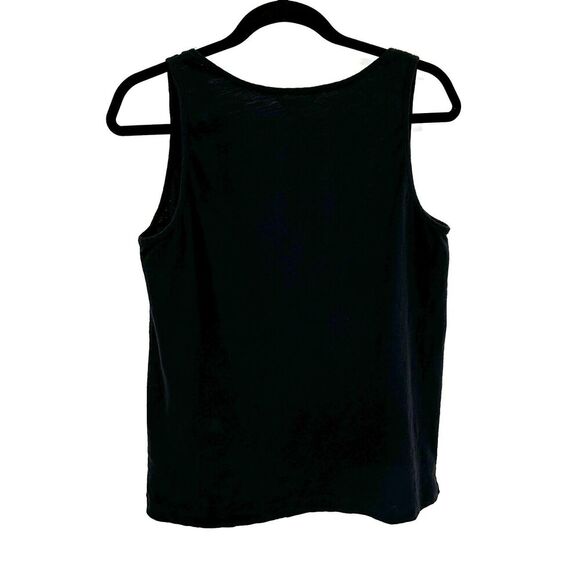 WHISTLES Women Black 100% Organic Cotton Cut Out Sleeveless Boxy Tank Top Medium - Picture 2 of 5